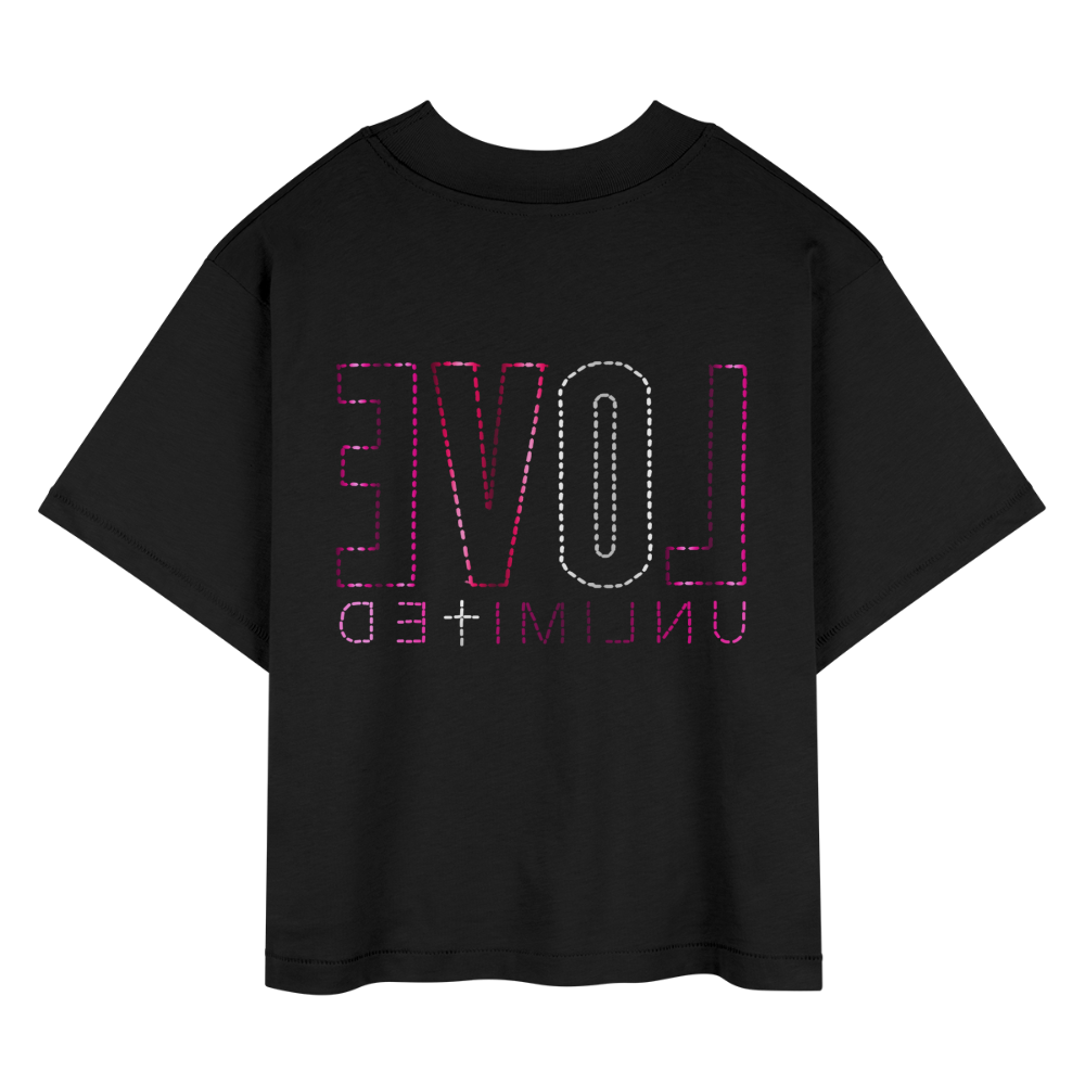 LOVE UNLIMITED | Pink/Silver Highlighter - Boxy Tee - black