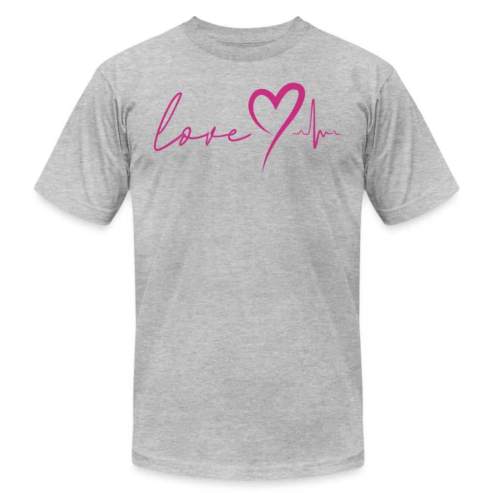 HEARTBEAT | Pink Velvet - Adult T-Shirt - heather gray