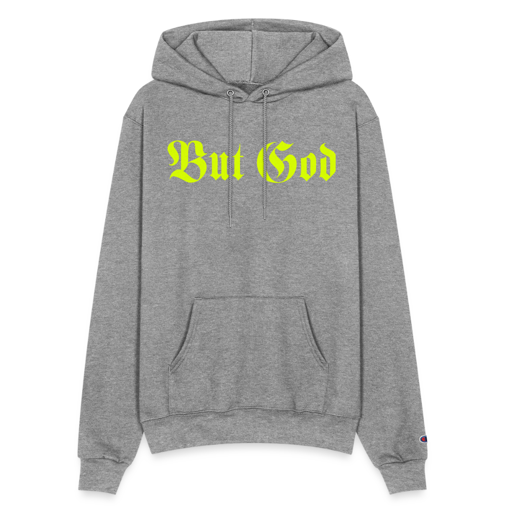 BUT GOD | Yellow Highlighter - Adult Hoodie - heather gray