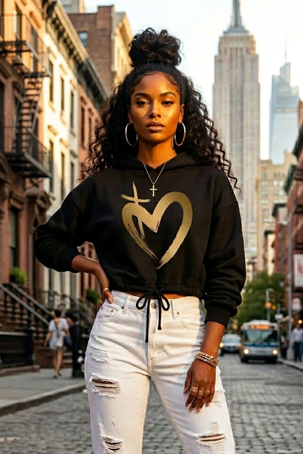 ETERNAL LOVE | Gold Glam - Cropped Hoodie