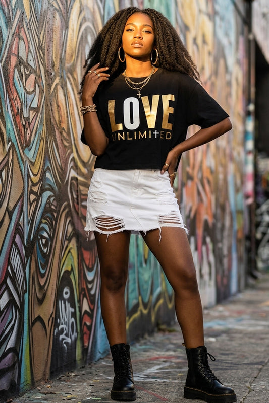 LOVE UNLIMITED | Golden Ivory - Boxy Tee
