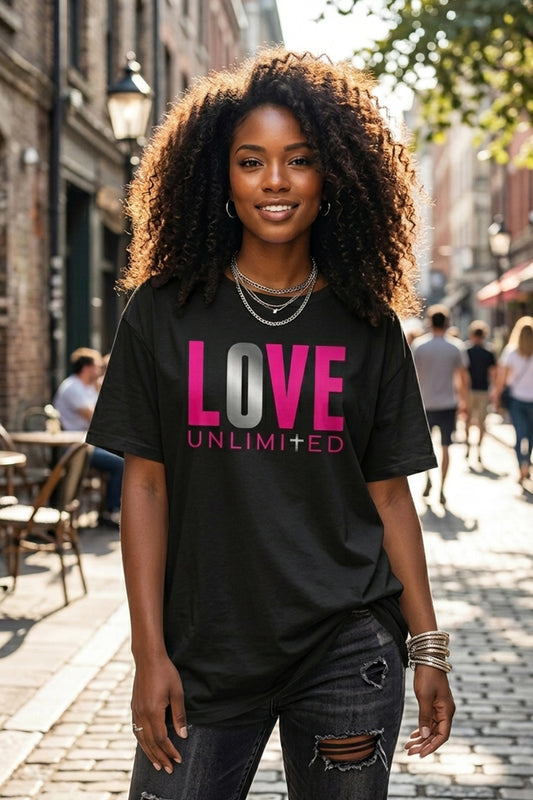 LOVE UNLIMITED | Neon Pink/Silver Unisex Tshirt