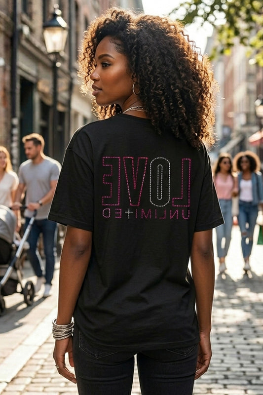 LOVE UNLIMITED | Neon Pink/Silver Unisex Tshirt