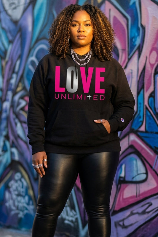 LOVE UNLIMITED | Neon Pink/Silver Unisex Hoodie