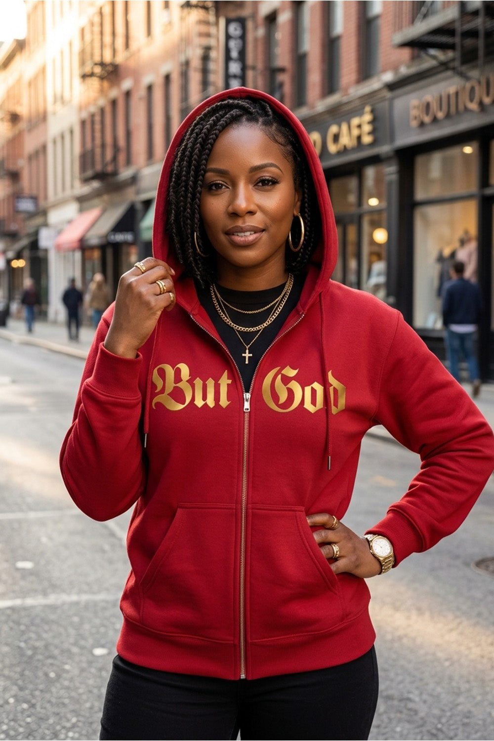 BUT GOD | Gold Adult Zip Hoodie