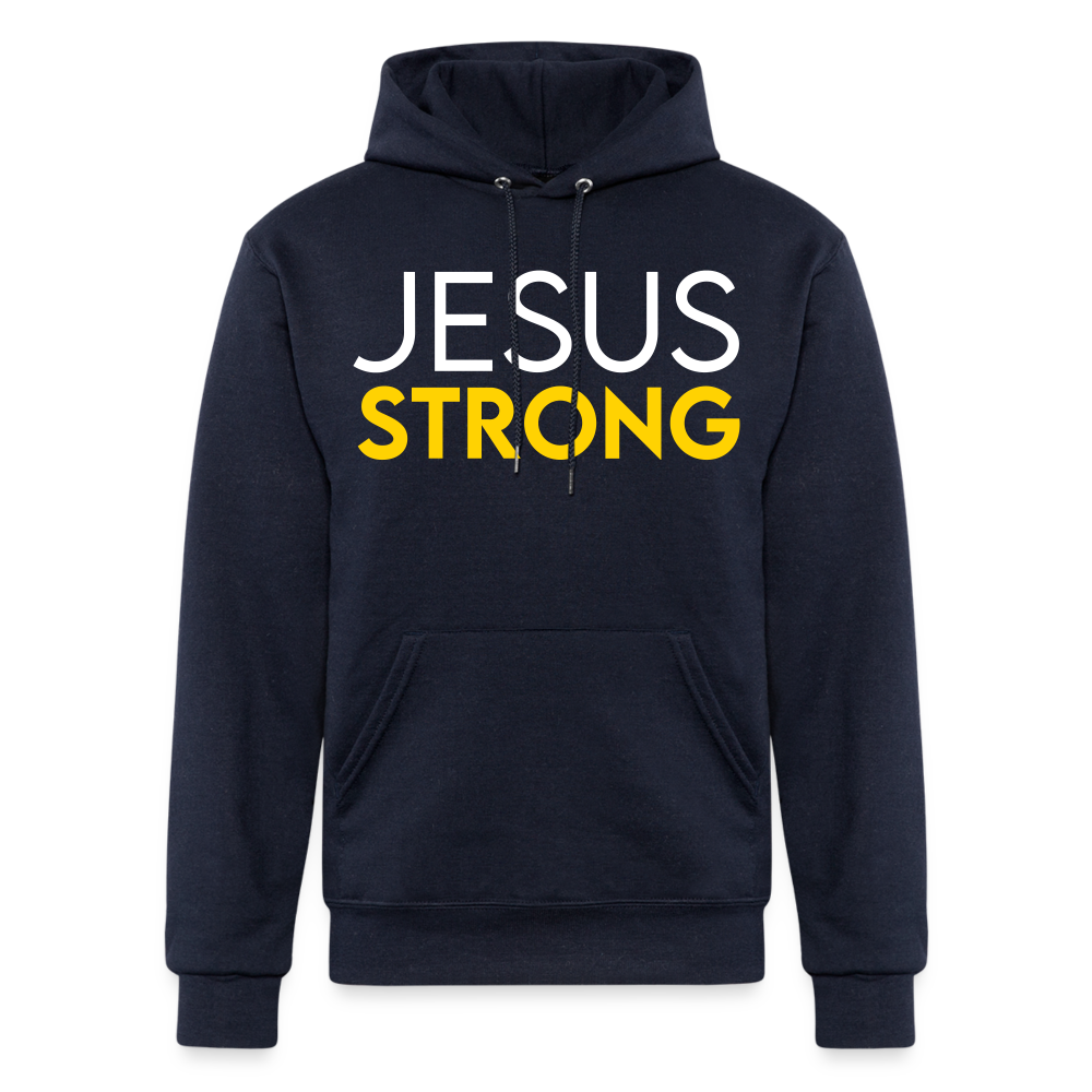 JESUS STRONG | White and Yellow - Adult Hoodie - navy