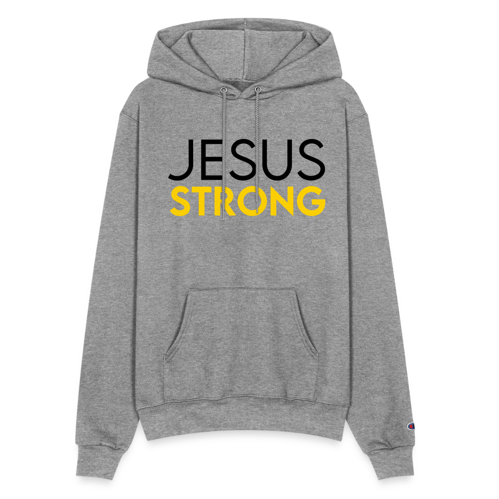 JESUS STRONG | Black and Yellow - Adult Hoodie - heather gray