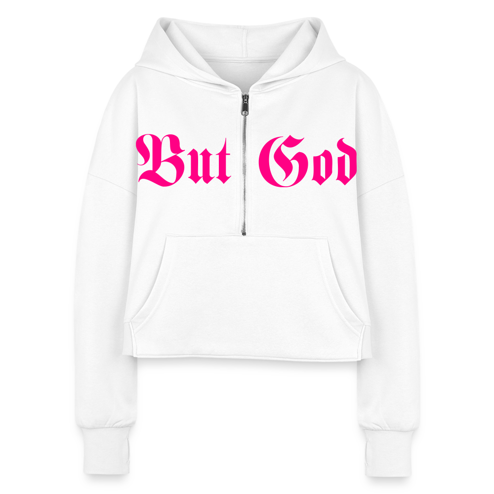 BUT GOD | Pink Highlighter - Cropped Hoodie - white