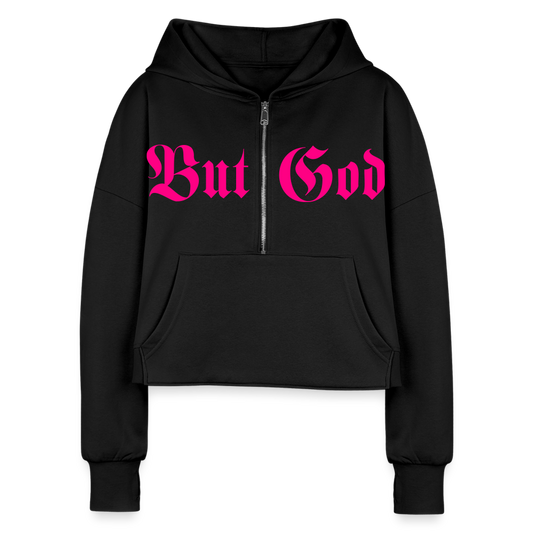 BUT GOD | Pink Highlighter - Cropped Hoodie - black