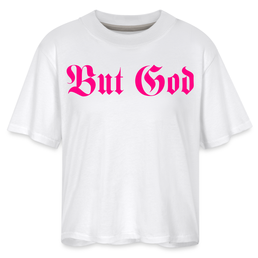 BUT GOD | Pink Highlighter - Boxy Tee - white