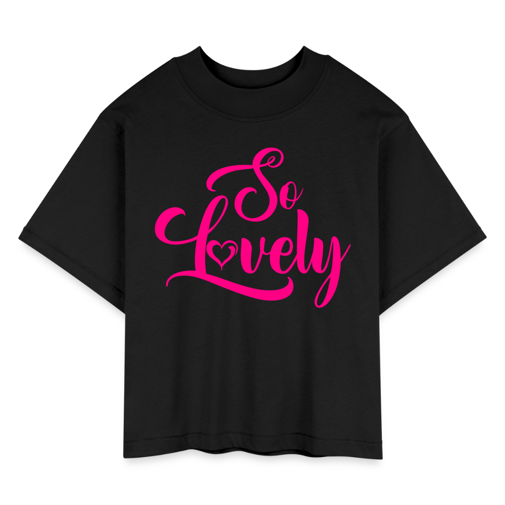 SO LOVELY | Pink Highlighter - Boxy Tee - black