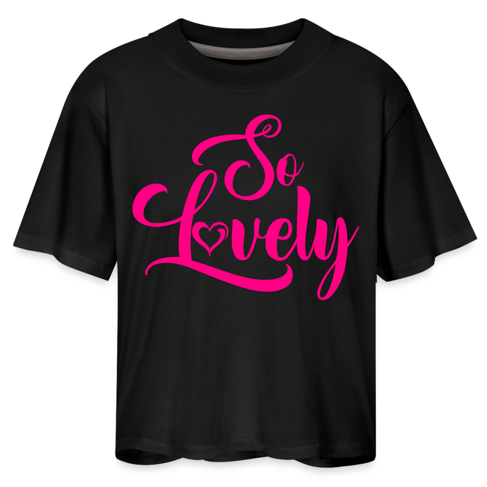 SO LOVELY | Pink Highlighter - Boxy Tee - black