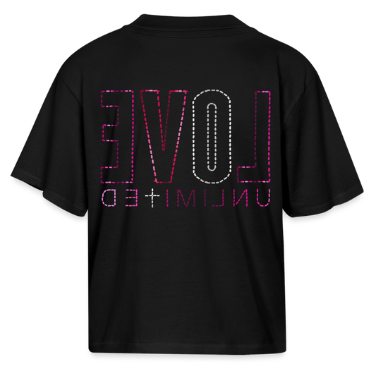 LOVE UNLIMITED | Pink/Silver Highlighter - Boxy Tee - black