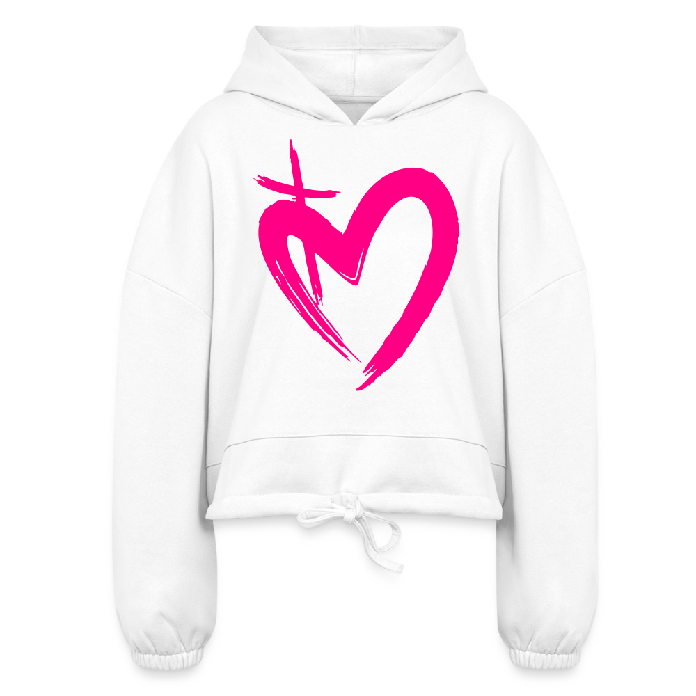 ETERNAL LOVE | Pink Highlighter - Cropped Hoodie - white