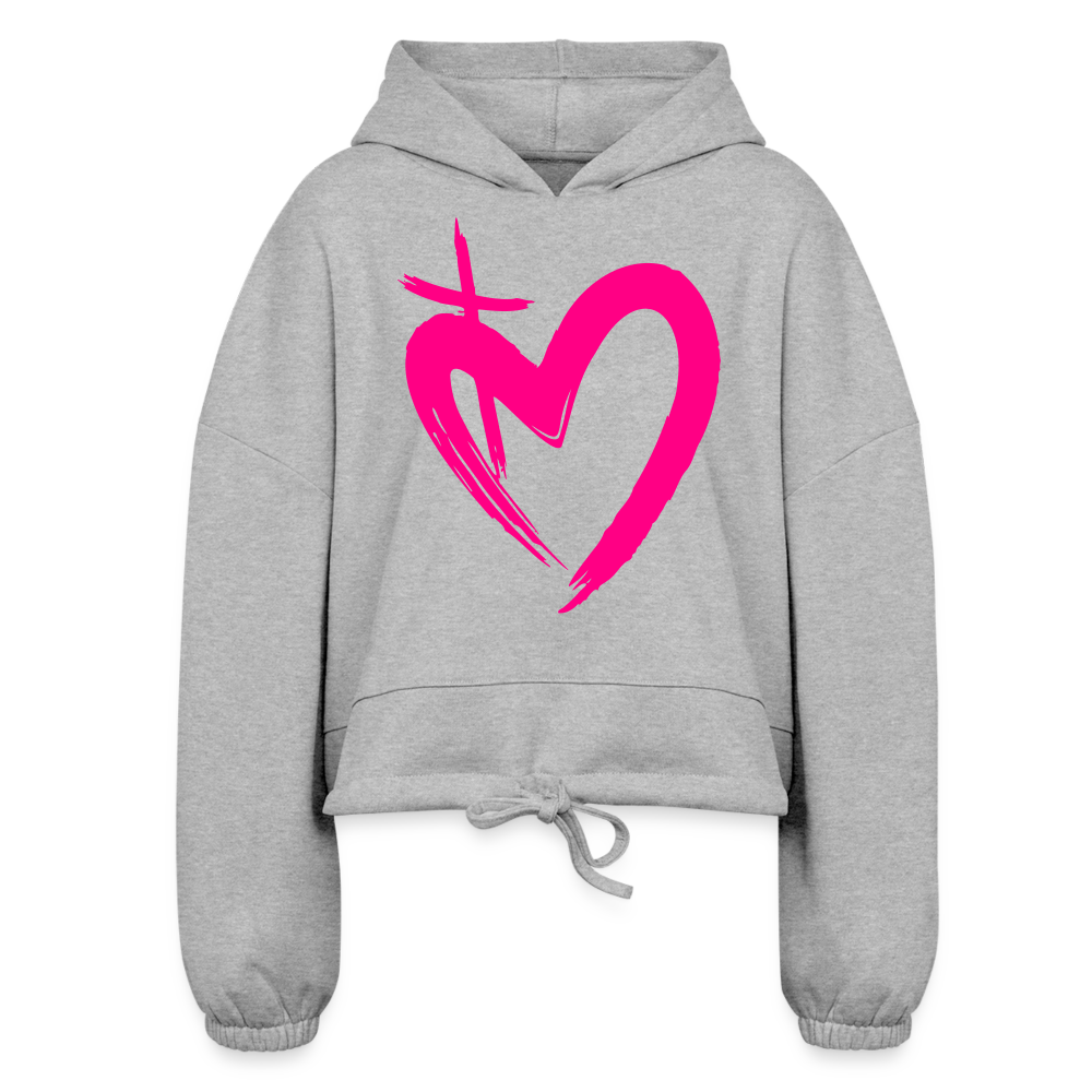 ETERNAL LOVE | Pink Highlighter - Cropped Hoodie - heather gray