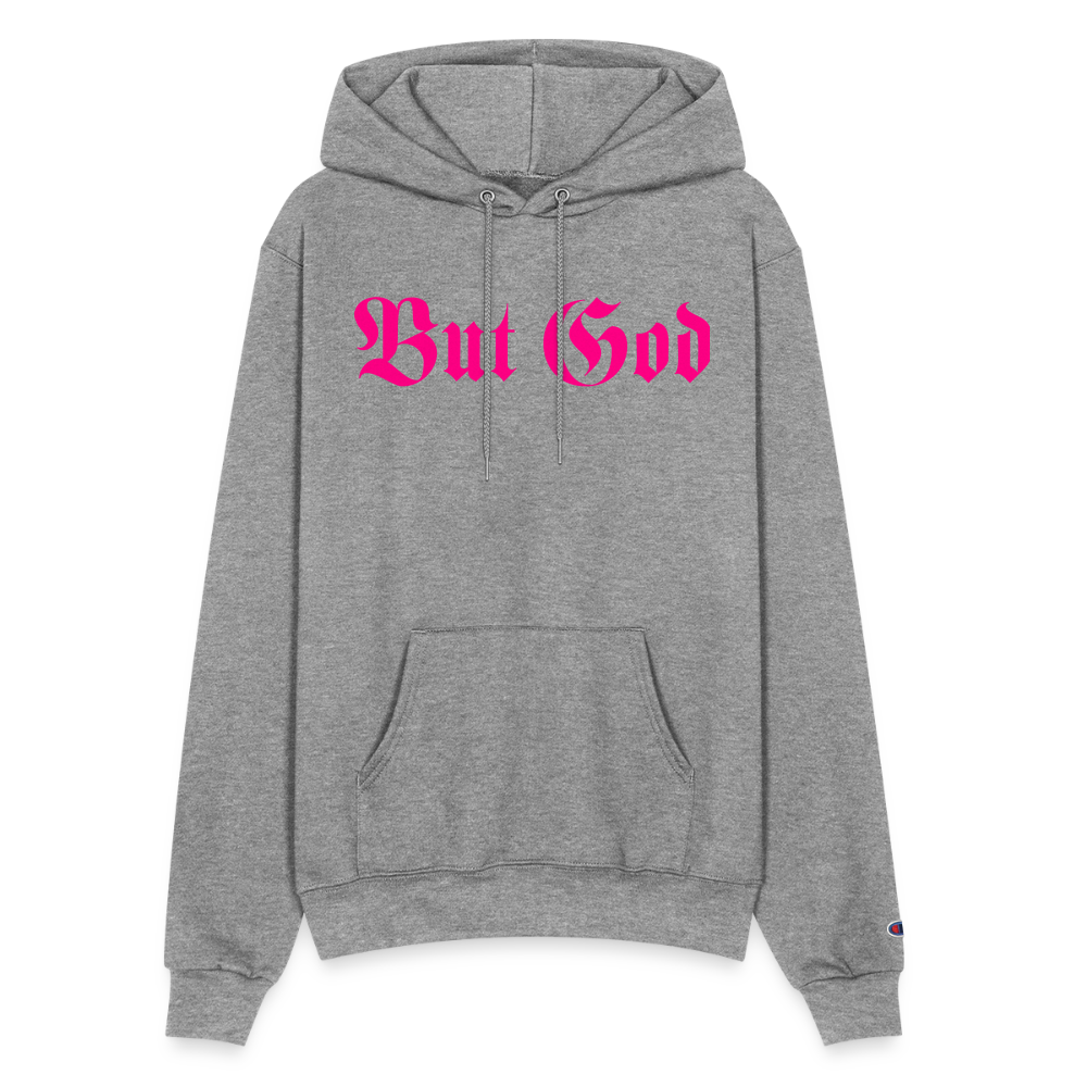 BUT GOD | Pink Highlighter  - Adult Hoodie - heather gray