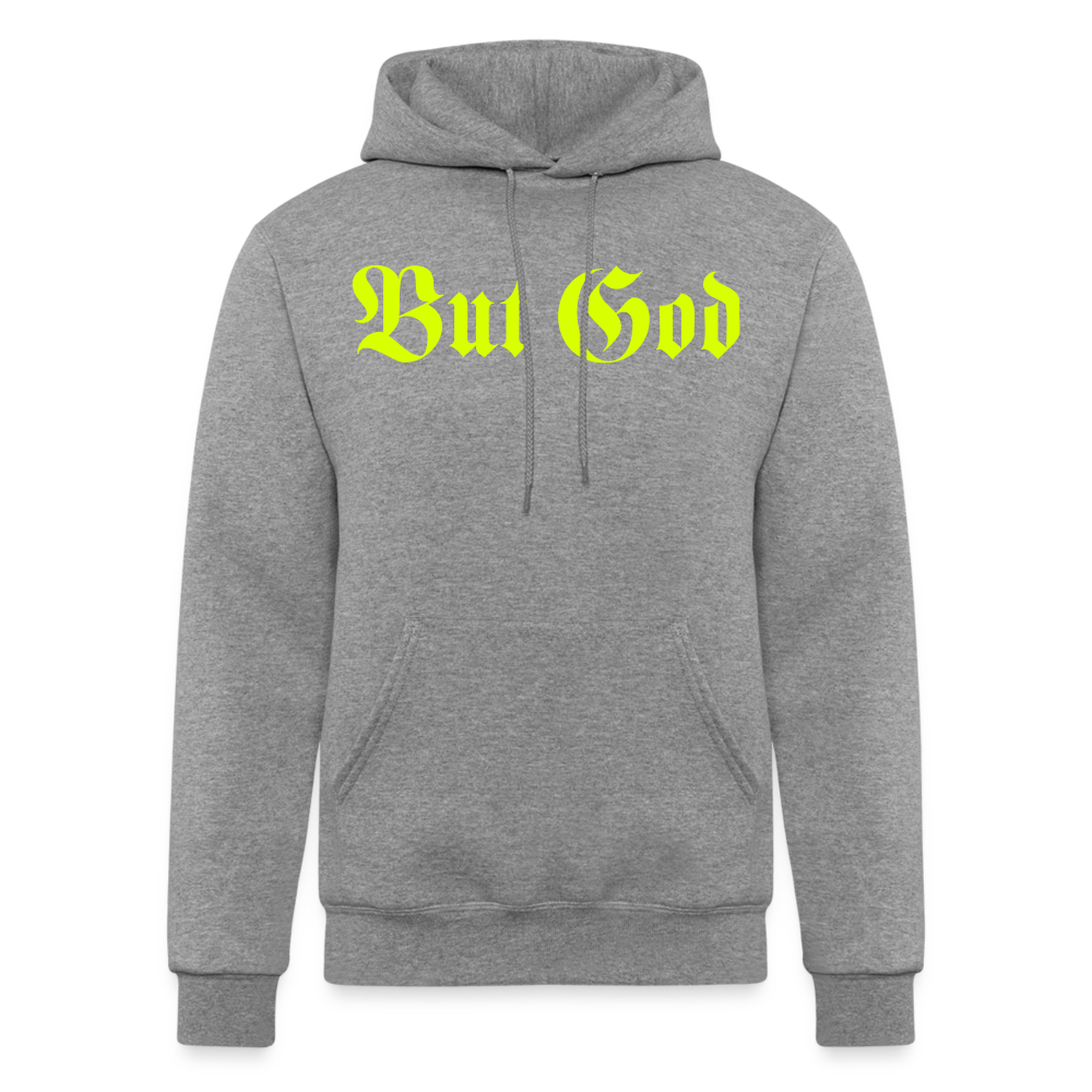 BUT GOD | Yellow Highlighter  - Adult Hoodie - heather gray