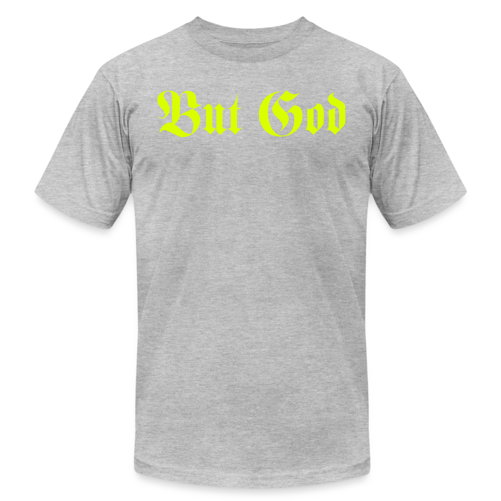 BUT GOD | Yellow Highlighter - Adult T-Shirt - heather gray
