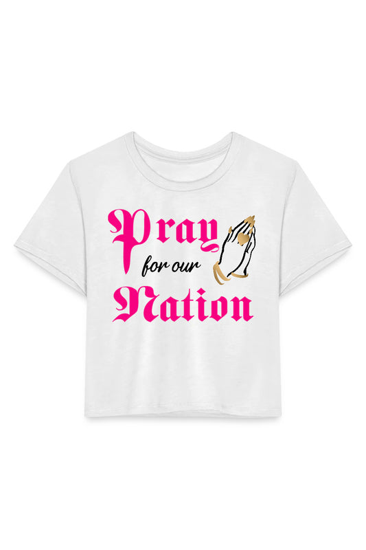 PRAY FOR OUR NATION | Flowy Cropped Tee